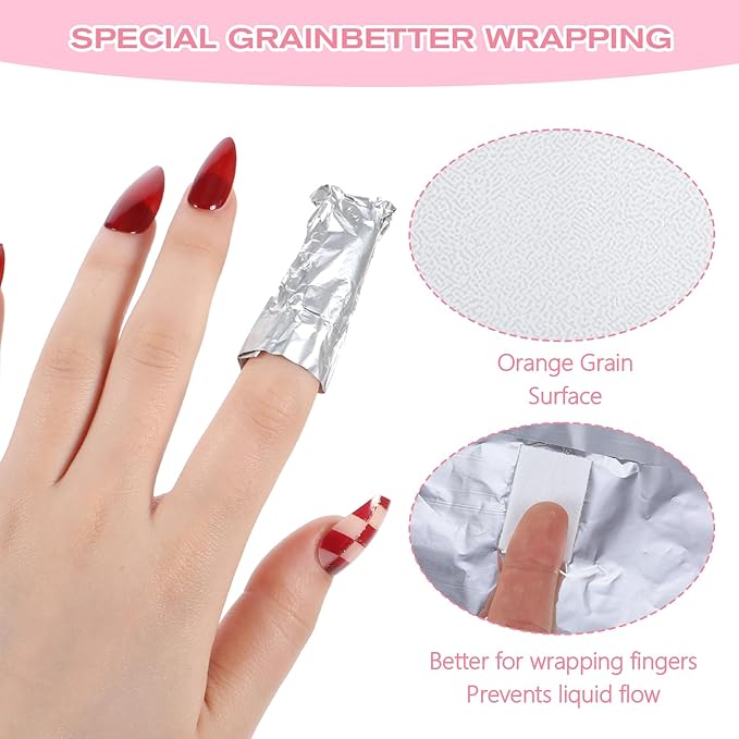 200 PCS Nail Remover Foil Wraps, Nail Foils Soak off, Gel Nails Polish Remover, Nail's Polish Removers Nails Foil Wraps with Cotton Pads (Silver)