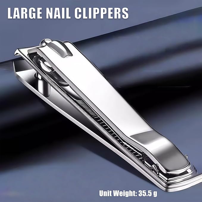 Large Finger Nail Clippers for Adult,10-Piece Nail Clippers Bulk for Men Women, Stainless Steel Long Handled Toenail Clippers 3.15 Inch Fingernail Clipper Set with Nail Cleaner/File