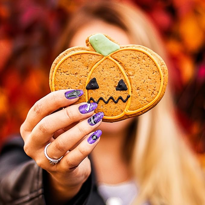 Whaline 6Pcs Halloween Nail Plates Stamping Set Pumpkin Ghost Bat Witch Stamp Templates Nail Art Plates for Trick or Treat Party DIY Print Manicure Salon Design