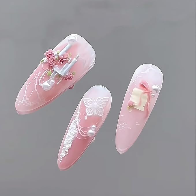 3D Envelope Nail Art Molds Candle Flower Design, Silicone Nails Tool Y2k Decoration