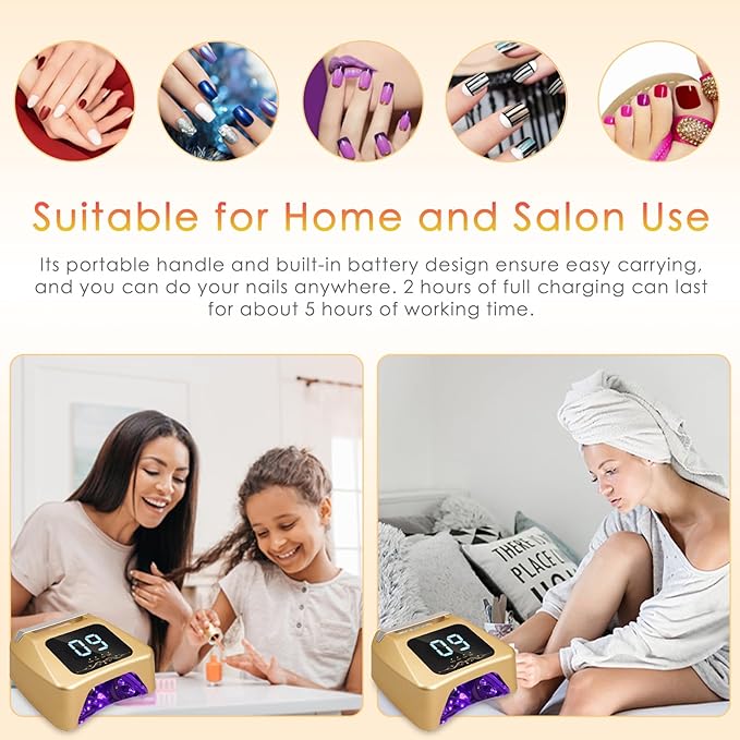 72W UV LED Nail Lamp Quick Drying Gel Nail Dryer with 4 Timer Settings Smart IR Sensor Nail UV Light for Gel Polish Gel Curing Lamp for Toes Nails Compatible with All Gel Type