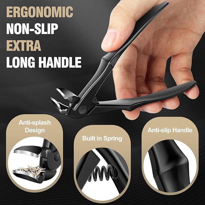 2025 Toenail Clippers for Thick Toenails for Seniors, Upgraded Long Handle Angled Head Toe Nail Clippers for Men with Wide Opening, Sharp Heavy Duty Large Nail Cutter Stocking Stuffers Gifts for Men