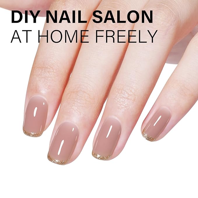 AILLSA Nude Gel Polish Dark Nude Gel Nail Polish Natural Translucent Soak Off U V Neutral Color Sheer Base Nail Gels Polish for Nail Art DIY French Manicure at Home 15 ML GB55