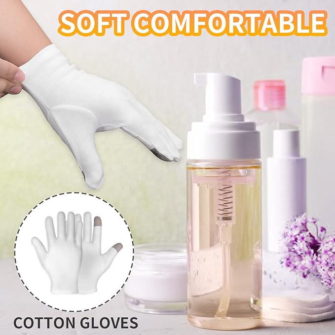 Sibba 3 Pairs Touch Screen Moisturizing Gloves White Cotton Moisturizing Gloves Overnight Bedtime Heal Eczema Sleeping Lotion Hand Spa Treatment Gloves Repair Rough Cracked Dry Chapped Hands Skin