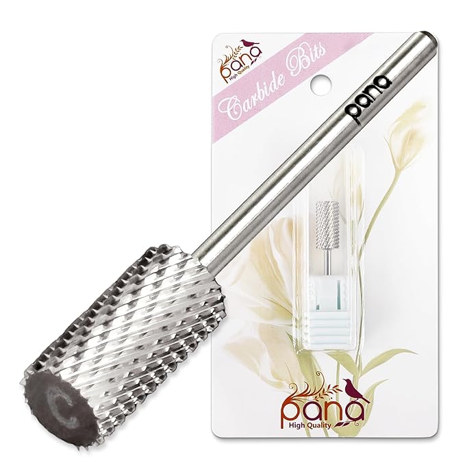 PANA Professional 3/32" Shank Size - Flat Top Large Barrel Silver Carbide Bit Coarse Grit - Nail Drill Bit for Dremel Machine