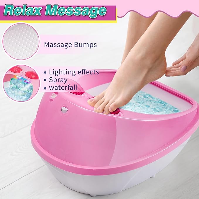 Kids Foot Spa & Nail Kit Set, Kids Spa Day Kit for Girls, Massage Foot Soak Tub and Nail Dryer, Manicure Pedicure Art Salon Girl Gift for 5-12, Christmas Birthday Gifts