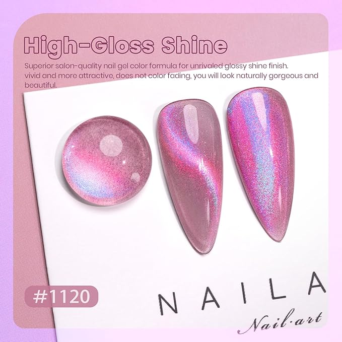 RARJSM Purple Blue Aurora Cat Eye Gel Nail Polish Multichrome Color Glitter Dark Violet Candy Glass Diamond Cat Eye Gel Polish with Magnet Stick Soak off UV LED Curing Requires Home Salon Diy Nail Art