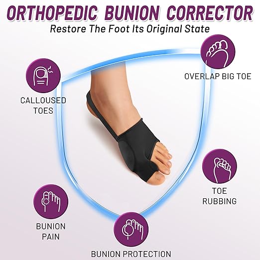 Bunion Corrector Sleeve, Breathable Bunion Big Toe Alignment Splint with Anti-Slip Heel Grip,4 Sizes,Extra Thick Gel Pads & Adjustable Straps for Hallux Valgus Comfort.