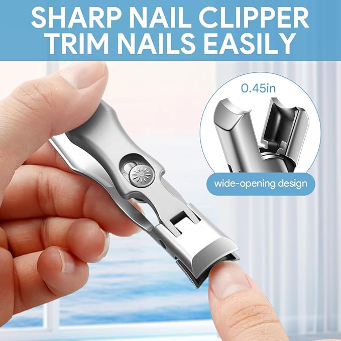German Nail Clippers for Men, Ingrown Toenail Clippers with Catcher Pedicure Tools for Feet Edgy Nail Clippers for Women, Pedicure Kit with Nail Files Cuticle Trimmer for Thick Ingrown(Silver)