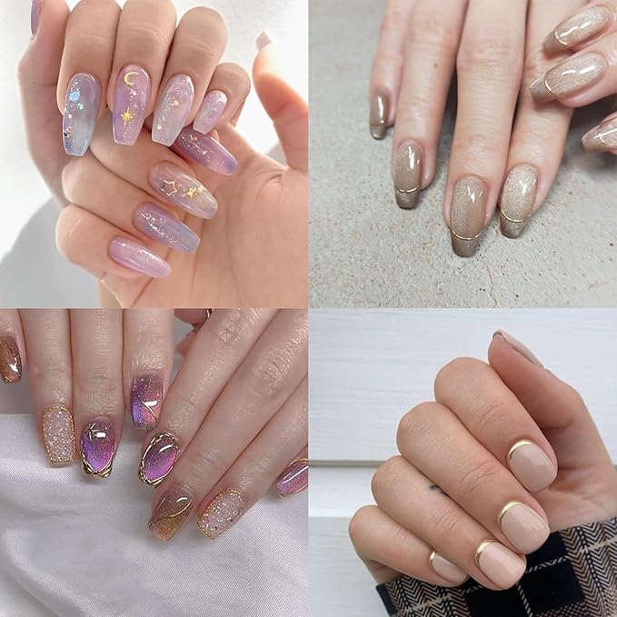 30 Sheets Gold Nail Art Stickers 3D Self-Adhesive Gold Stars Snowflakes Shiny Acrylic Heart Shape Line Design Suitable for Ladies Girls Nail Art Decoration
