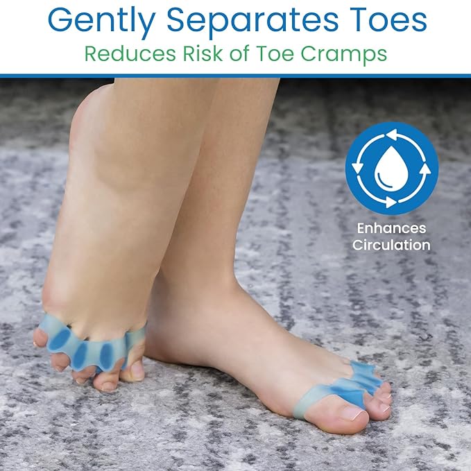 ViveSole Toe Spacers for Women & Men (4 PCS) - Silicone Gel Toe Separators & Spreaders for Pedicure & Plantar Fasciitis - Bunion Corrector, Hammer Toe Straightener & Stretcher for Pain Relief (Small)