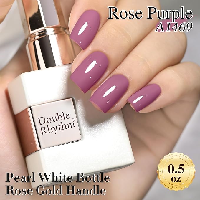 Double Rhythm Gel Polish 15ML Jelly Sheer Pastel Light Milky Color Pearl White Bottle 1 PC 0.5 OZ Full Size Nail Art Salon at Home (Wine Purple-D1469)