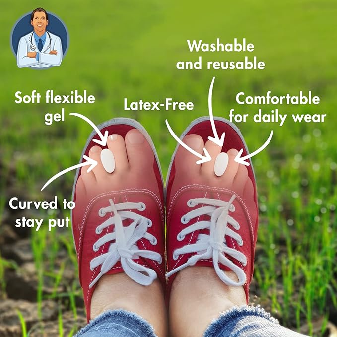 Dr. Frederick's Original Gel Toe Separators/Spacers - 6 ct - Temporary Bunion Corrector - Orthotic for Bunions & Overlapping Toe Pain - Ideal for Running, Yoga, and All-Day Foot Comfort - Small