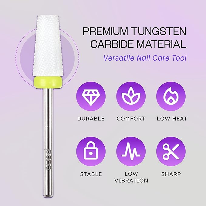 pana Professional USA Ceramic White TAPERED Barrel Bit Nail Drill (Grit: EXTRA FINE - XF) 3/32Inch Shank Size