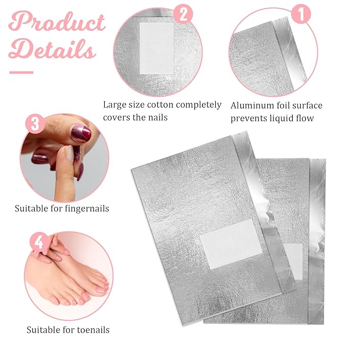 200 Pcs Gel Nail Polish Remover, Gel Nail Foil Wraps Soak Off Foils Cotton Pads, Nail Remover Foil Wraps, Nail Polish Gel Remover for Soak off Gel Polish Removing with Cuticle Pusher/Cuticle Sc raper