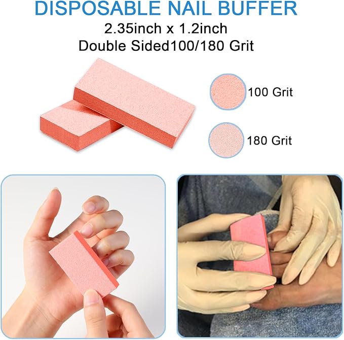 Disposable Pedicure Kit 5-in-1 with Nail Buffer, Pumice Pad, Nail File 100/180 Grit, Wood Stick and Toe Separators. Complete Pedicure Kit for Salon. (10 Counts)