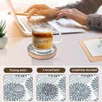 Wood Coasters Set of 4 with Holder, Cewiru Cup Mat - Image 2