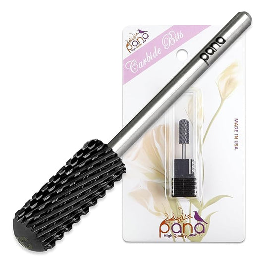 PANA 3/32" Small Smooth Round Top Safety Carbide Nail Drill Bit for Gel Polish & Acrylic Removal Nail Salon Manicure Pedicure Electric File Tools (Small Barrel - DLC Black, Extra Coarse)