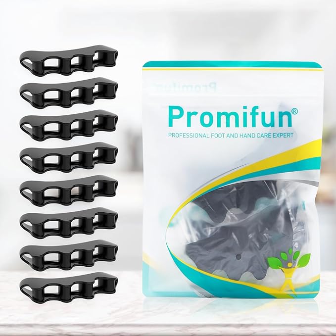 Gel Toe Separators for Toe Alignment - Silicone Toe Spacers for Bunions - Toe Spreaders for Straightening Overlapping Toes - Big Toe Corrector for Women & Men (4 Pairs, Black)