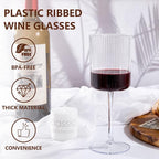 YOUBET 24Pack Plastic Ribbed Wine Glasses - Image 4