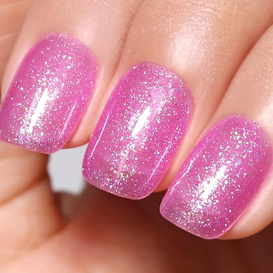 Imtiti Gel Nail Polish Sheer Glitter Purple 3 in 1 One Step Color Soak Off UV LED Spring Summer Art Starter Manicure Salon DIY at Home, 0.5 Fl Oz