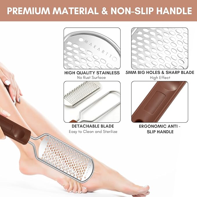 Makartt Foot File: Colossal Foot Scrubber Metal Foot Spa Pedicure Tools Callus Remover for Feet Dead Skin Care Removers Scraper Professional Rasp Callus Shaver Removal