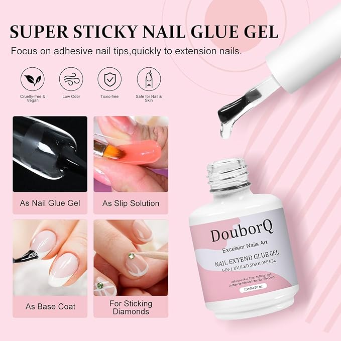 Major Dijit Gel Nail Kit - Beginner Gel Nail Set with Nail Drill, 0.5oz 4-in-1 Nail Glue, 500PCS Medium Almond Nail Tips, Nail Clipper, UV Lamp for Nail Extension & Art (Medium Almond)