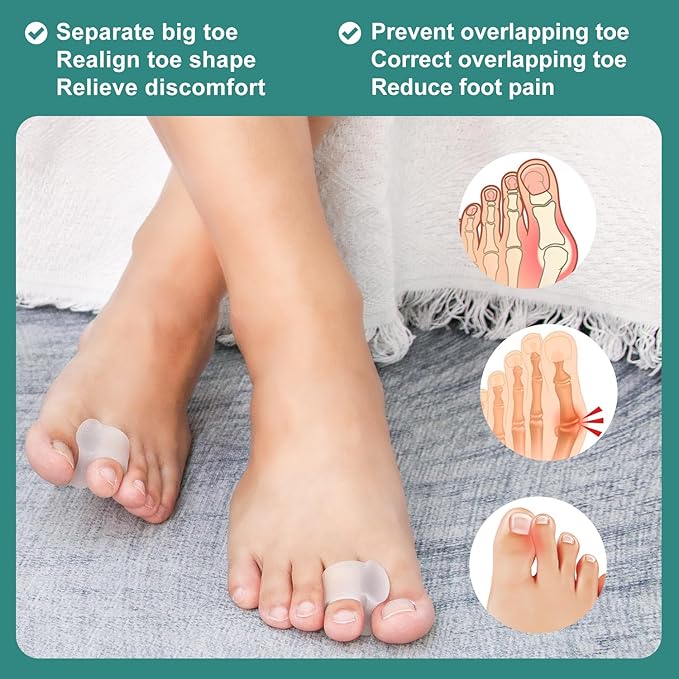 Niupiour Toe Separators for Women and Men - 14 Pack Gel Toe Spacers for Overlapping Toe, Silicone Hammer Toe Correctors for Big Toe, Hammer Toe Straighteners for Bunions, Cushion Toe Pain