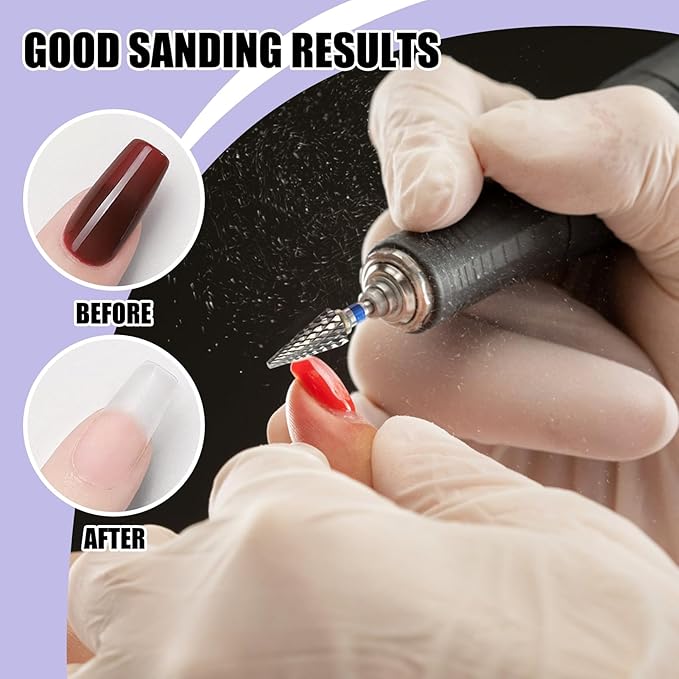 3/32" 5 in 1 Professional Carbide Nail Drill Bits Sets, 2 Pack Tungsten Safety Drill Bits Tech, Cuticle Bit Fast Remove for Manicurist Nail Salon Manicure Pedicure Gel Polishing (Pointed Head)