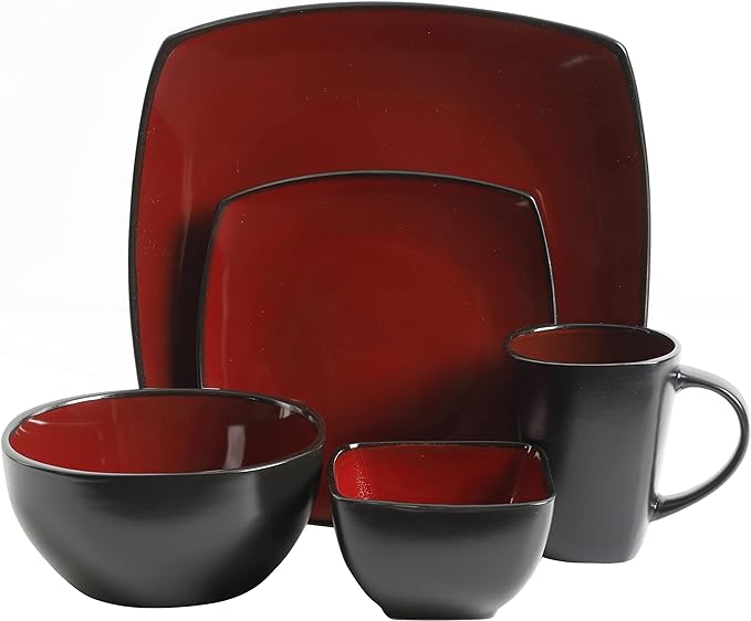 Gibson Elite Soho Lounge Square Reactive Glaze Stoneware Dinnerware Set - Image 3