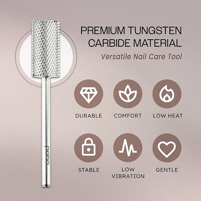 PANA Professional 3/32" Shank Size - Flat Top Large Barrel Silver Carbide Bit Medium Grit - Nail Drill Bit for Dremel Machine