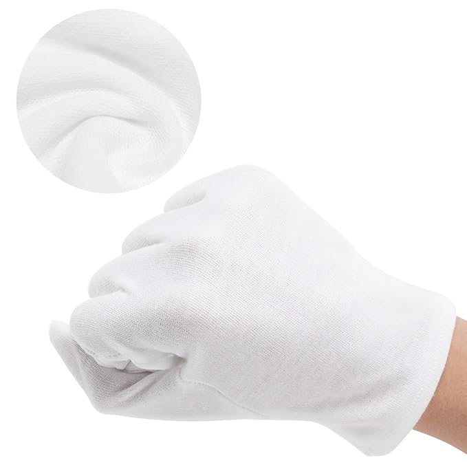 10 Pairs Archival Photo Gloves, White Work Gloves for Handling Art Working Photography Womens Cloth Gloves Liners Bulk for Handling Jewelry, Film, Photo, Coin Metal Inspection Men & Women