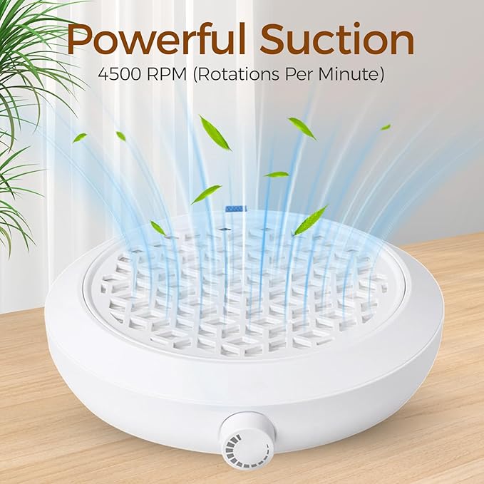 Nail Dust Collector,Powerful Vacuum with Reusable Filter Stepless Speed Adjustment Vacuum Fan Dust Collector, Nail & Foot Care Polishing Tool, for Beginners and Professional Nail Salons