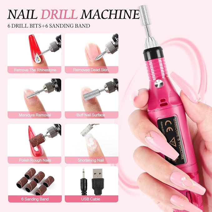 Peacecolor Acrylic Nail Kit for Beginners with Everything,Professional Nail Kit Acrylic Set with Drill U V Light 21Pc Glitter Powder Gel Polish Decorations Gel Nail Gift Set for Home Salon