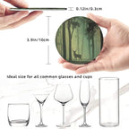 6 Pcs Deciduous Forest Bird Deer Leather Coasters - Image 7