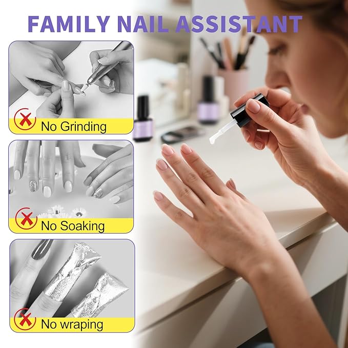 NXJ INFILILA Gel Nail Polish Remover Kit, 5-in-1 Set with Liquid Latex for Nails & Cuticle Oil Wipes, Acetone Free Formula for At Home Use, Fast Acting, No Soaking or Wrapping, Cuticle Protectors