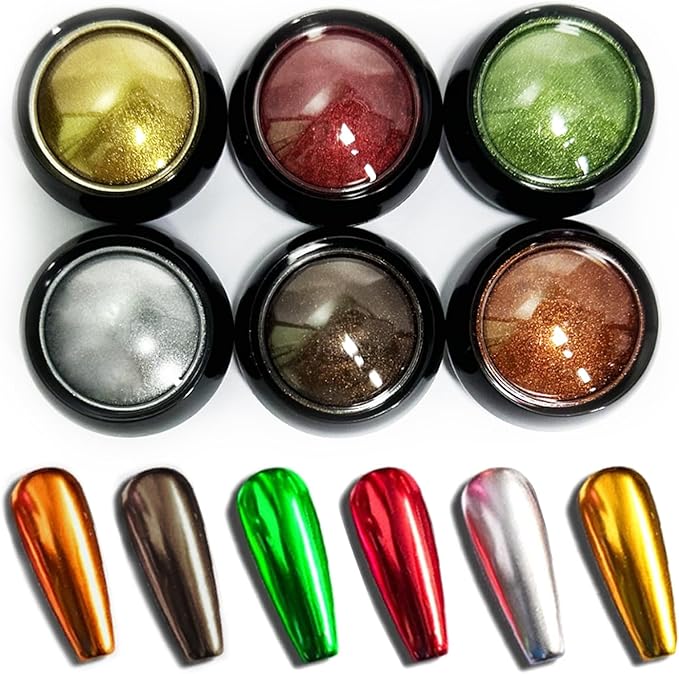 Nail Art Mirror Pigment Gold Chrome Nail Powder Kit Holographic Nail Glitters Silver Nail Chrome Powder Set