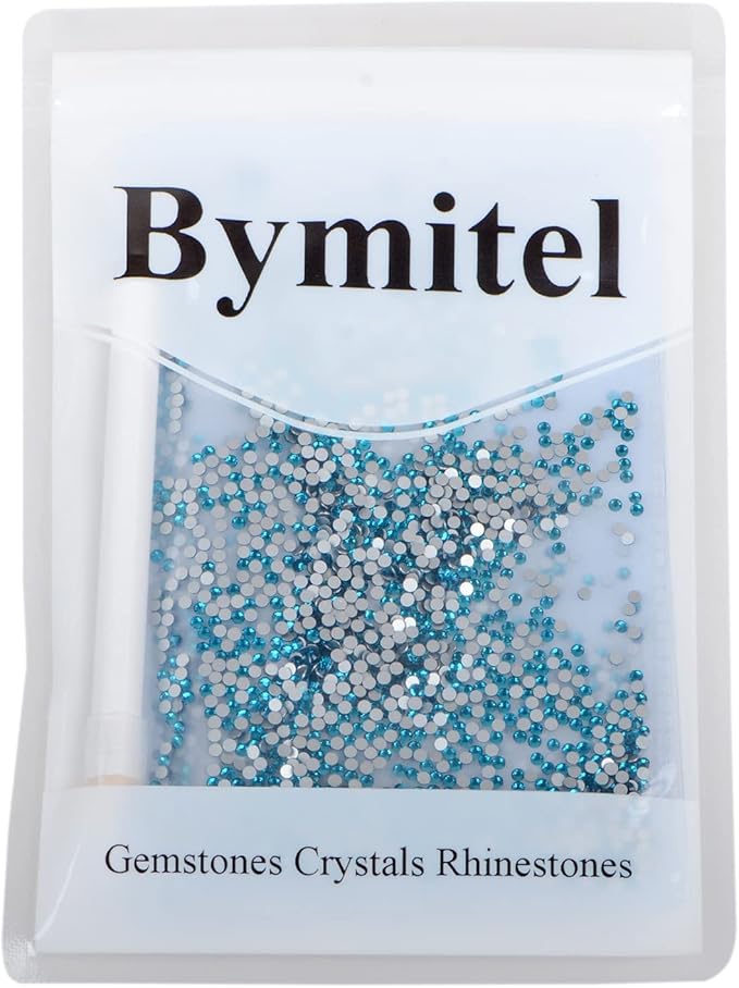 2880PCS Art Nail Rhinestones Non Hotfix Glue Fix Round Crystals Glass Flatback for DIY Jewelry Making with one Picking Pen (ss6 2880pcs, Blue Zircon)