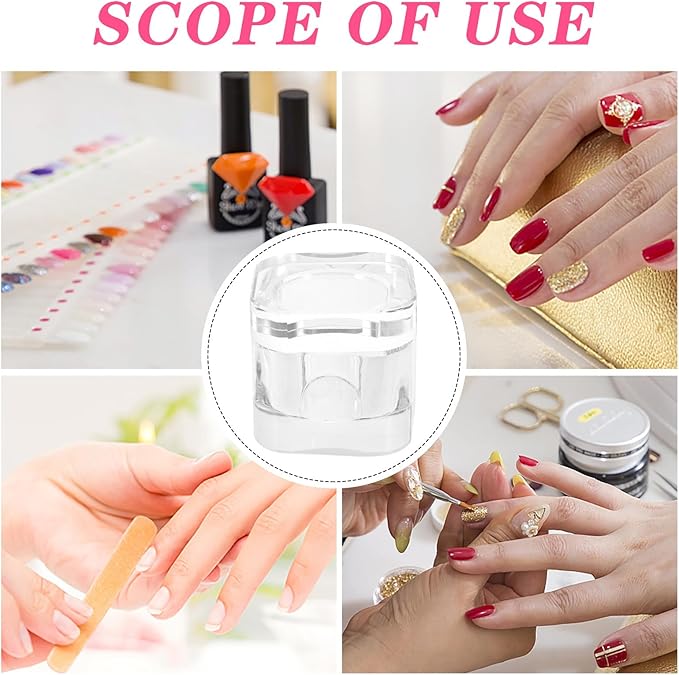Crystal Dappen Dish with Lid 2.16In Square Anti-Collision Nail Art Soaking Bowl for Acrylic Nails and Gel Polish Remover Manicure Tool
