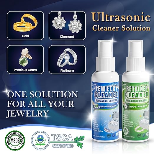 550ml Ultrasonic Cleaner | 45kHz Professional Cleaning with 3 Power Modes, LED Display, Degas & 5 Timer Settings | for Jewelry, Eyeglasses, Dentures, Watches | 7oz Ultrasonic Cleaner Solution