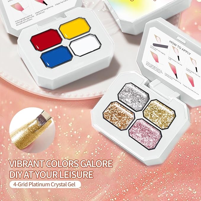 4 Colors Ombre Gel Plate Pat Gel Nal Polish Set Nails Gradient Design With 100pPCS Nail Sponges & Claw High Color Rendering And Quick Drying Ombre Nails Polish Art Nail Supplies (B9)
