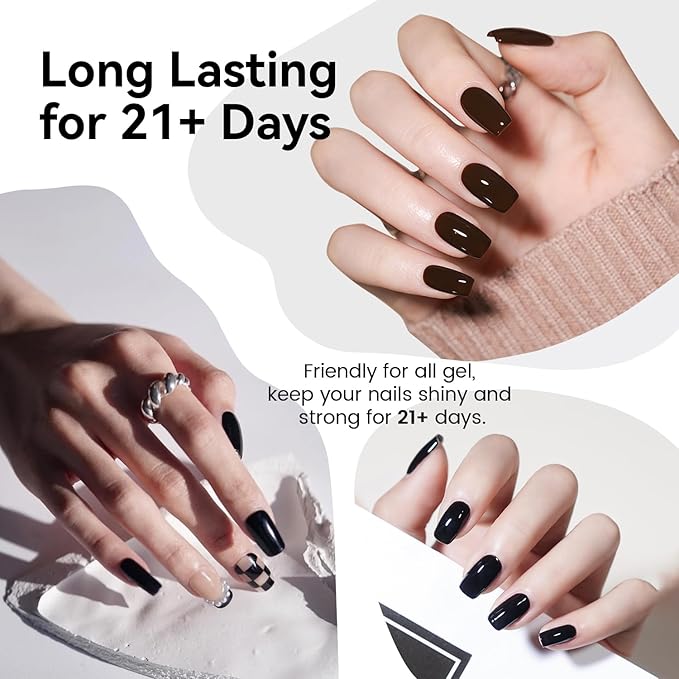 JODSONE 10ML Top Coat Gel Polish High Gloss Shine Finish Long Lasting Gel Nail Polish Professional Manicure Home DIY No Wipe Need U V Lamp Curing