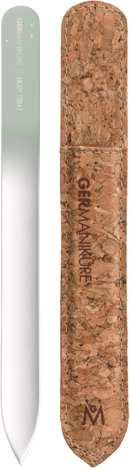 GERMANIKURE Glass Nail File in Cork Sleeve - Enjoy Today - Professional Crystal Nail File for Natural Nails - Ideal Manicure & Pedicure Tool for Smooth, Easy Shaping - Nail Care Gift