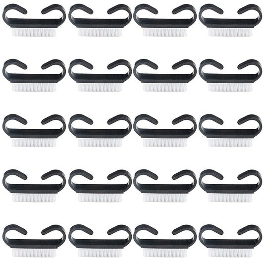 Nail Cleaning Brush- 20 Pcs Home Plastic Nail Brushes with Black Handle Grip Fingernial Brush Cleaner Travel Portable Nail Art Manicure Tools for Toes and Nails