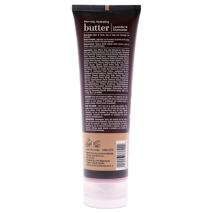 Cuccio Naturale Butter Blends - Ultra-Moisturizing, Renewing, Smoothing Scented Body Cream - Deep Hydration For Dry Skin Repair - Made With Natural Ingredients - Lavender & Chamomile - 4 Oz
