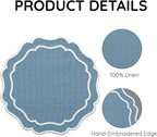 Linen Coasters for Drinks, 4.5 inch, Marine | Absorbent Linen Drink Mats - Image 4