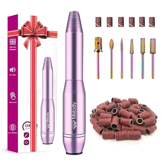 Electric Nail Drill, Professional Acrylic Nail Drills Machine for Gel, Acrylic Nails, Portable USB Electric Nail File Efile Set with Iridescent Nail Drill Bits, Manicure Pedicure Nail Tools