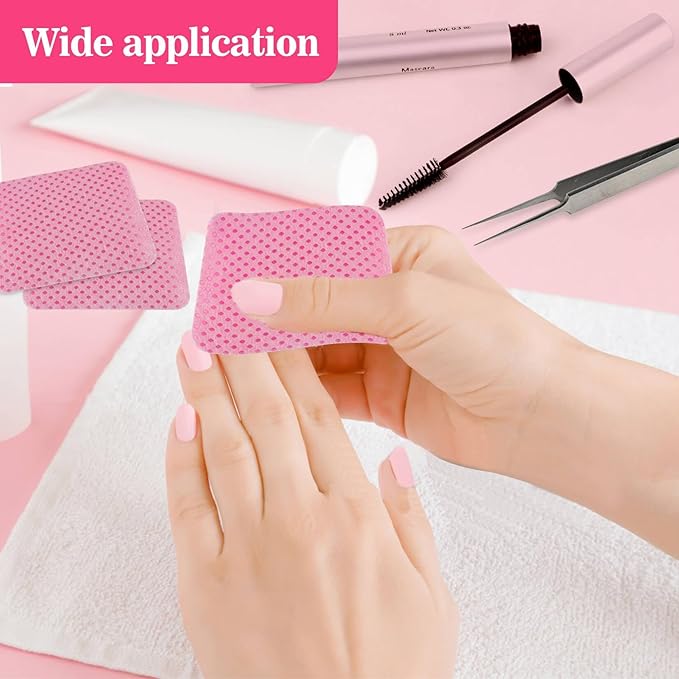 MAQIHAN 600 Lint Free Nail Wipes - Pink Nail Polish Remover Wipes Lint Free Nail Wipes Pads for Gel Nails No Lint Nail Glue Wipes Eyelash Extensions Toallitas Para Uñas Sin Pelusa Nail Supplies