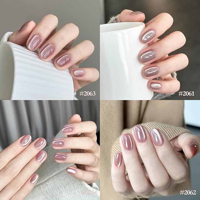 GAOY Forest Sunset Cat Eye Gel Nail Polish Set with Magnet for Holographic Cat Eye, Salon Gel Manicure and Nail Art DIY at Home