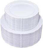 U-QE 100 Pcs White Plastic Plates by U-QE